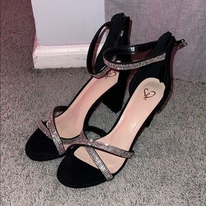 Windsor Black and Silver Strappy Heels